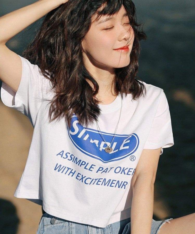 SIMPLEショートヘムTシャツ