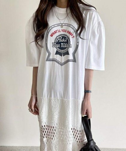 レースキリカエTシャツワンピース